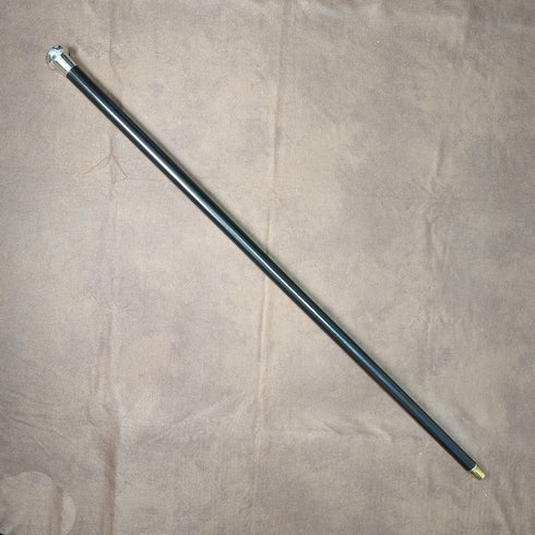 1925年頃 英国ヴィンテージ 紳士用ステッキ 純銀製 丸ハンドル ブラックシャフト 86cm